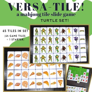 Juego de fichas de mahjong de tortuga: Pizza contra personajes de tortuga