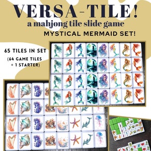 Juego de fichas de Mahjong de sirena mística: popular juego de combinación de fichas, hecho a medida, se puede usar para jugar a otros juegos divertidos, como Memory o Go Fish.