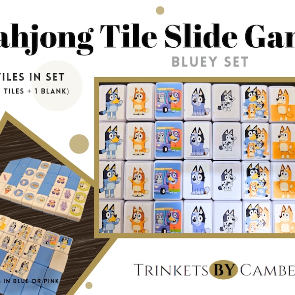 Blue-y Mahjong Tile Game - Popular Tile Match Game - Custom Made - Can be used to play other fun games, such as Memory Match, Go Fish, etc.
