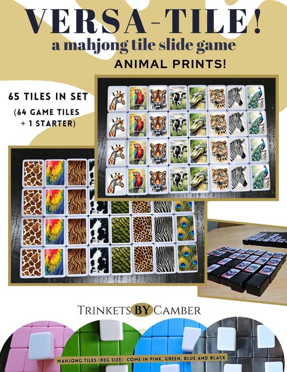 Animal Prints Mahjong Tile Slide Game: Custom Made Tile Match