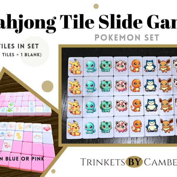 Jeu de tuiles Pokemon Mahjong - Jeu d'association de tuiles populaire - Fabriqué sur mesure - Peut être utilisé pour jouer à d'autres jeux amusants, tels que Memory Match, Go Fish, etc.