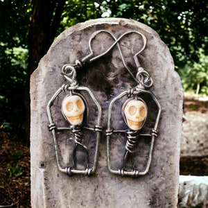 skeleton in coffin earrings image 4