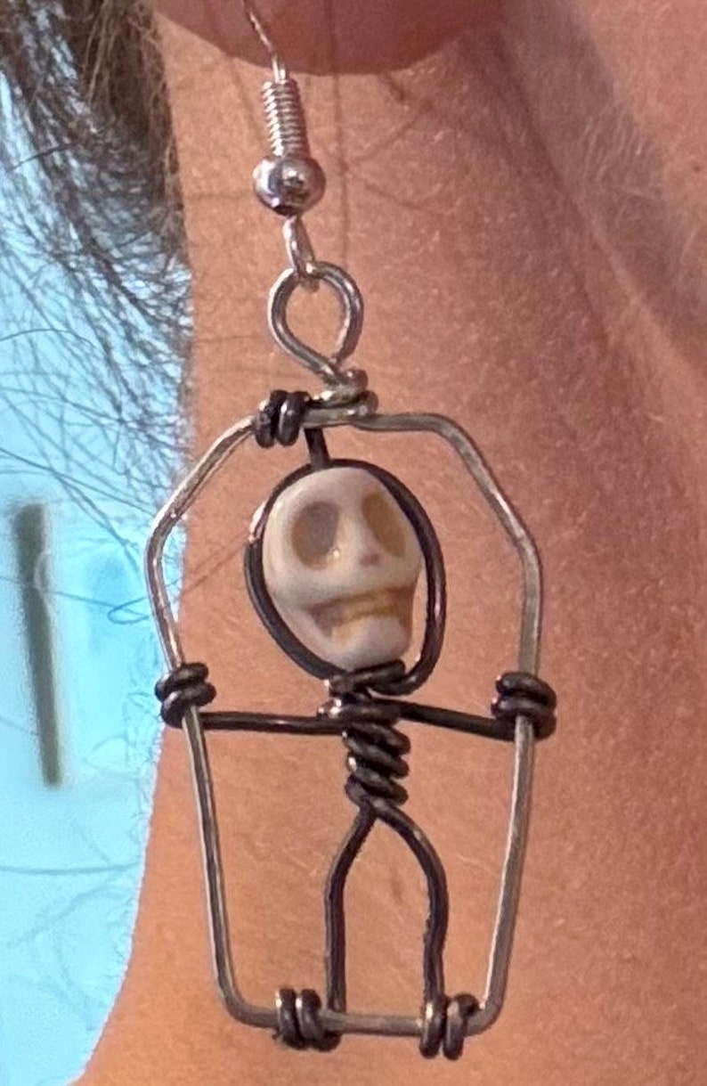 skeleton in coffin earrings image 2