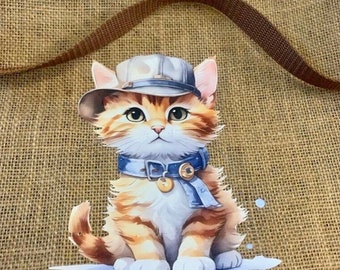 Gato de lona, bolso de mano gatito hecho a mano con bolsa preciosa