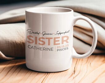 Taza de hermana personalizada, regalo para hermana, taza de hermana, taza de regalo de hermana de cumpleaños, taza de hermana personalizada, taza de conjunto familiar, amo a mi hermana