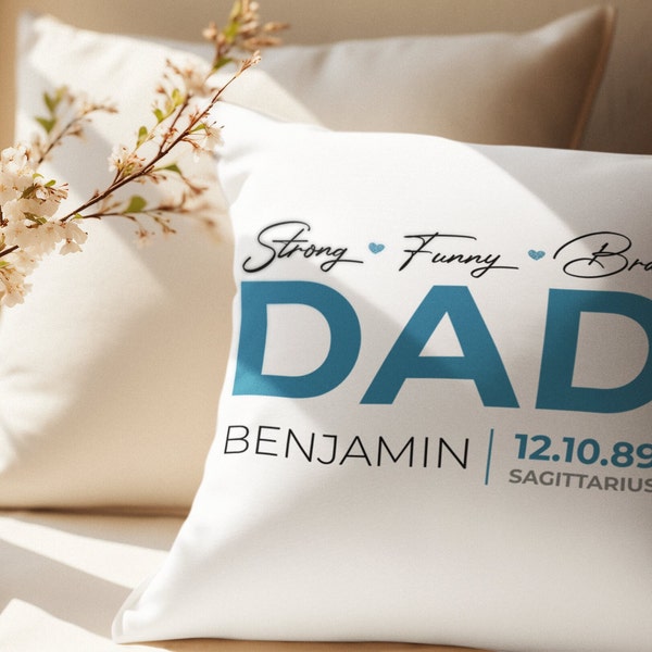 Square Pillow for dad zodiac sign pillow dad characteristics pillow name dad gift for father day pillow love you dad personalized pillow dad