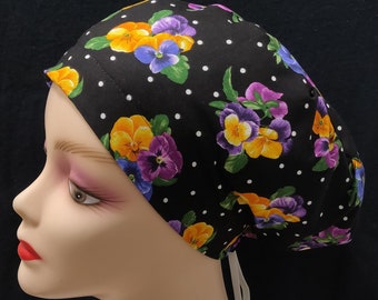 Women Surgical Cap Euro Close Fit Modern Flower House Pansies on Dot  Medical Surgery Hat Doctor, Nurse, CRNA, Vet, Surgeon,  caps, OR caps