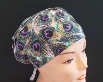 feathers scrub hat Peacock Euro Pixie