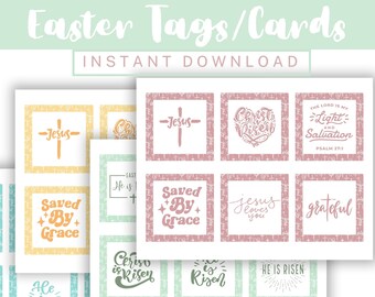 Christian Easter Card Tag Printable - He is Risen, Jesus Christ is Risen - For Easter Baskets, Gift Bags, Gift Baskets, Biblical Easter