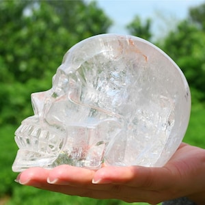 4&#39;&#39; Clear quartz Skull,Natural Quartz crystal skull,Crystal skull carved,Crystal gift