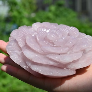 4&#39;&#39; Rose quartz Galsang flower,Natural Quartz crystal,Crystal Galsang flower carved,Crystal gift，Crystal healing