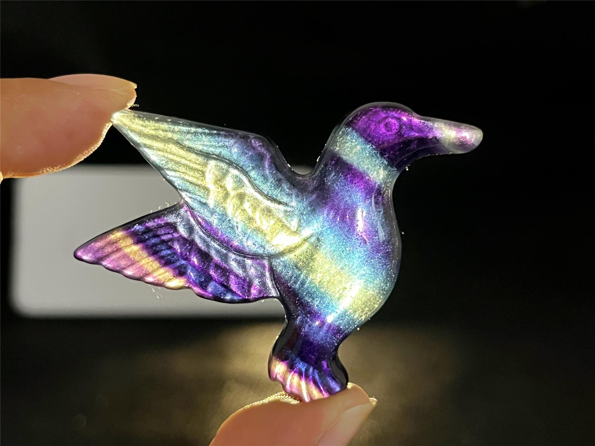 2,2 '' natürlicher Regenbogen Fluorit Kolibri, Kristall Kolibri geschnitzt, Kristall sammeln, Kolibri Figur, Wohnkultur, Kristall Geschenk