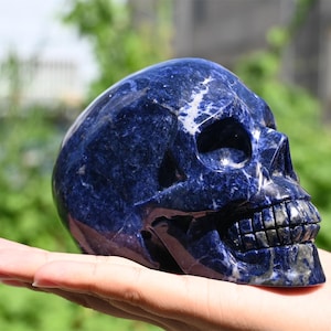 4&#39;&#39; Sodalite Skull,Natural Quartz crystal skull,Crystal skull carved,Crystal gift，Crystal collect，Crystal healing