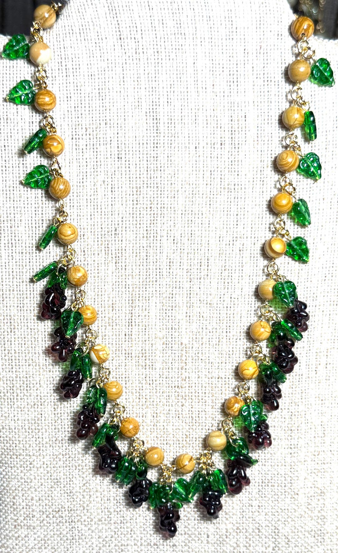 Elegant Handblown Glass Grape Cluster Charms Necklace - Handcrafted ...