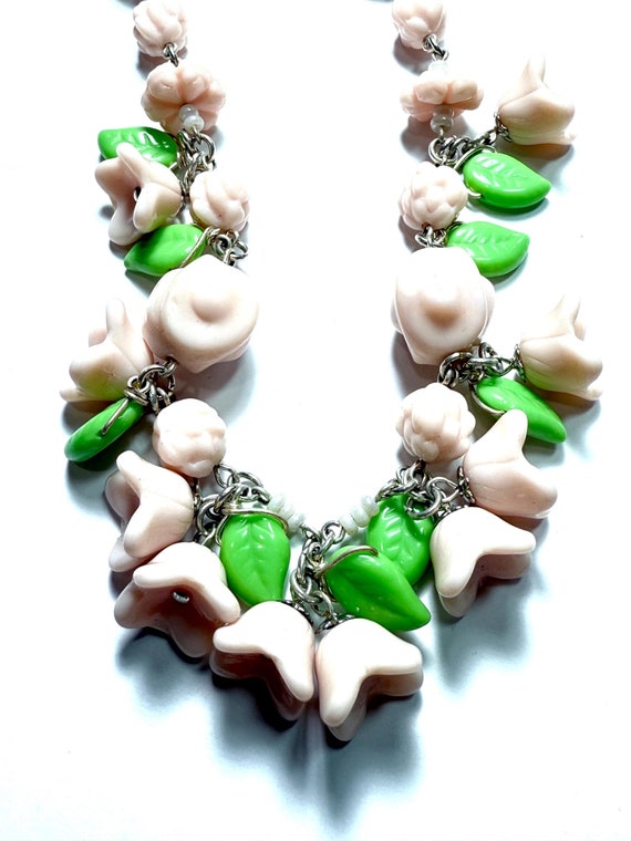 アクセサリー CALEE JEWELRY BEAD NECKLACE Elegant Vintage Czech Glass Bead Necklace - Pale Pink Handcrafted