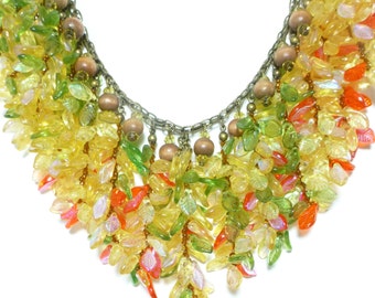 Autumn Handwoven Chinese Pistache Leaf Necklace - Artisan Signed Wearable Art by Julia Lee