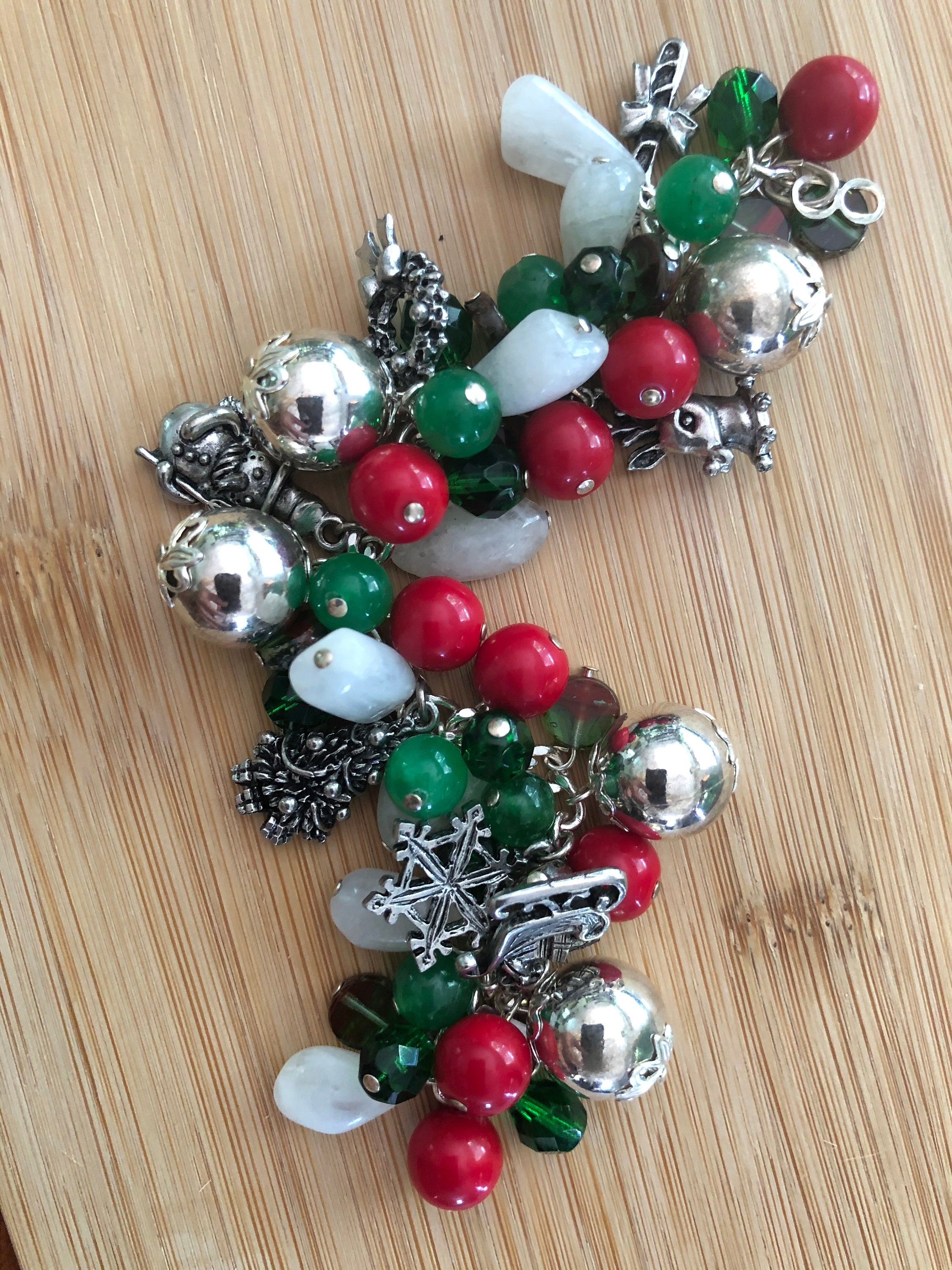 Christmas Holiday Gemstone Charm Bracelet - Etsy