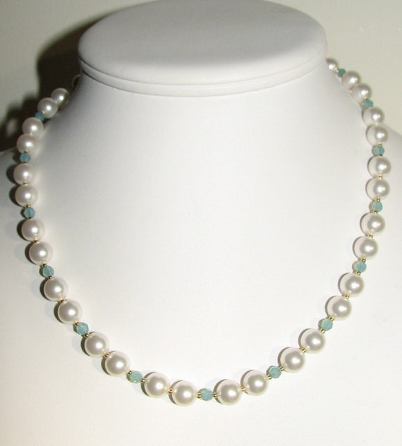 Swarovski Crystal Pearl and Pacific Opal Crystal Necklace Etsy