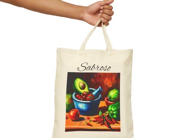 Sabroso Tote Bag con pomodori e avocado: perfetta per la spesa o i libri!