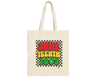 Bolsa de tela Juneteenth: Bolsa de mercado del Mes de la Historia Afroamericana, lona de algodón