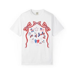 July Fourth Unisex Garment-Dyed T-shirt, Independence Day Patriotic Tee, American Flag Shirt, 4th of July Top, Red White Blue Tee