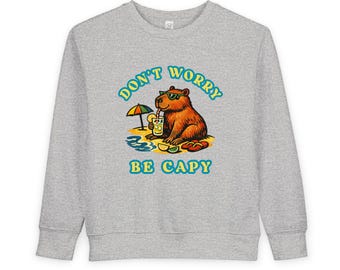 Capibara-sweater voor peuters: 'Don't Worry, Be Capy'-strandkunst