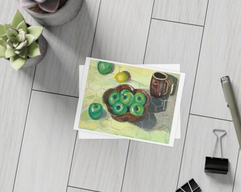 Green Apple Still Life Postcards, Green Apples In a Bowl Still Life Postcards, Fruit Still Life Postcards