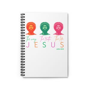 Colorful Religious Spiral Notebook - Inspirational Writing Journal, Christian Gift, Study Planner, Scripture Journal, Jesus Theme