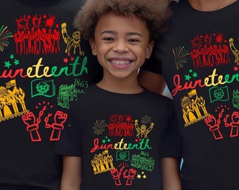 Camiseta de celebración del Juneteenth, juvenil, manga corta para niños, Black Lives Matter, conciencia histórica, festividades de verano