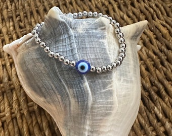 18K Gold filled Evil Eye Silver  Bracelet