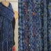 Hand Knit Gypsy Scarf medium blue boho