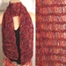 Scarf Hand Made Knit Mohair Chenille Boucle Red