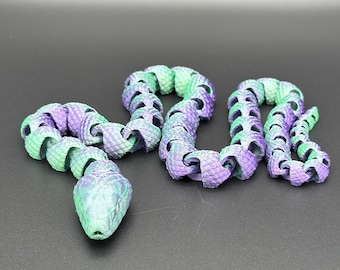 Articulating Snake Figure - 3D Printed Reptile Decor - 30 Inches long