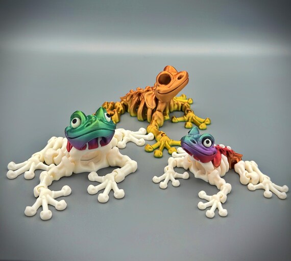 【未使用】OLD miniPEZ FROG STYLE 5体セット コンプリート 3D Printed Articulating Skeleton Frog: Flexi Factory Collectible
