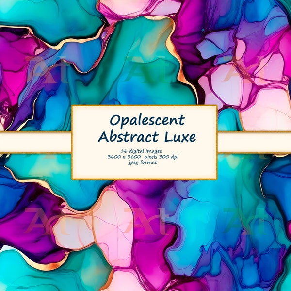 Opalescent Alcohol Ink Vector Pattern - Mesmerizing Abstract Shapes - Luxury Jewel Tones - Trendy Home Decor