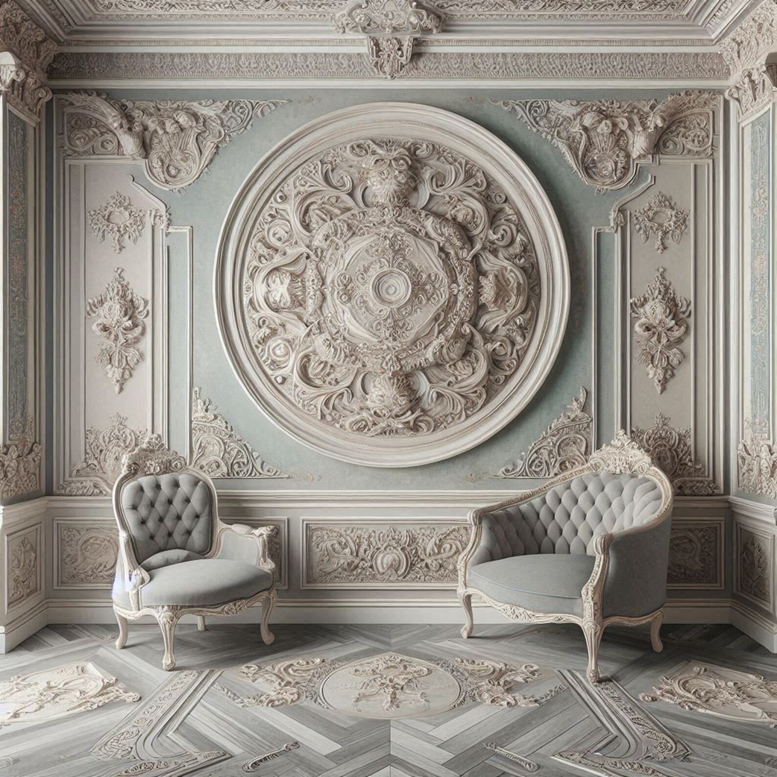 Elegant Shabby Chic Seamless Wallpaper With Antique Medallions ... - Shabby Chic Metallic Wallpaper For Walls