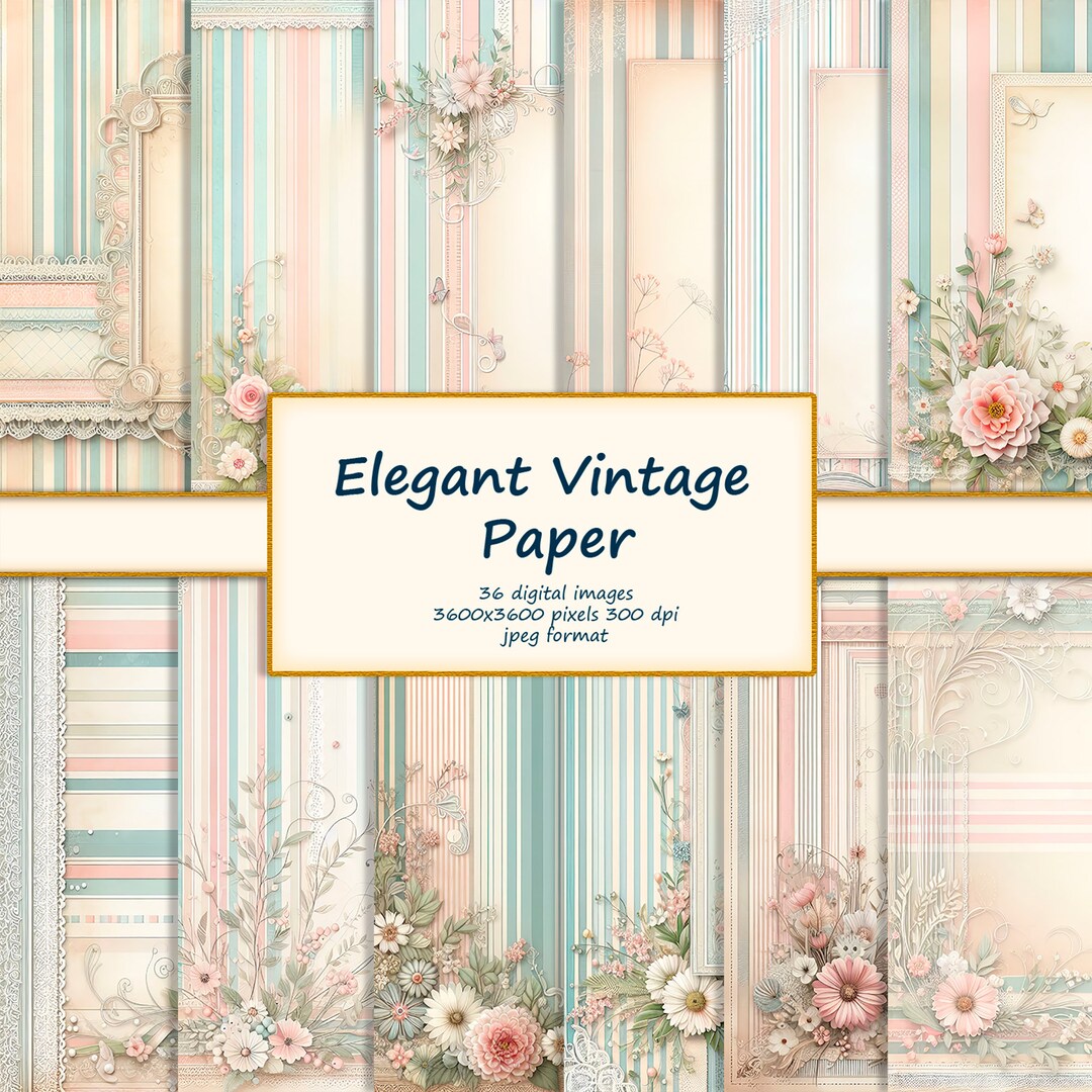 Shabby Ticking Stripe Digital Paper Pack Elegant Frames vintage ...