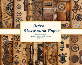 Vintage Retro Steampunk-papiercollage met ruwe texturen en mannelijke beelden - Grunge, Shabby Chic, Steampunk en Vintage projecten