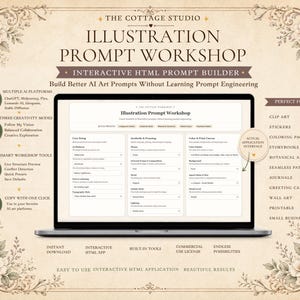 Illustration Prompt Workshop | Interactive HTML AI Prompt Builder | Create Professional Art Prompts | Commercial Use