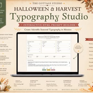 Halloween & Harvest Typography Studio | Interactive HTML AI Prompt Builder | Create Custom Seasonal Typography | Commercial Use