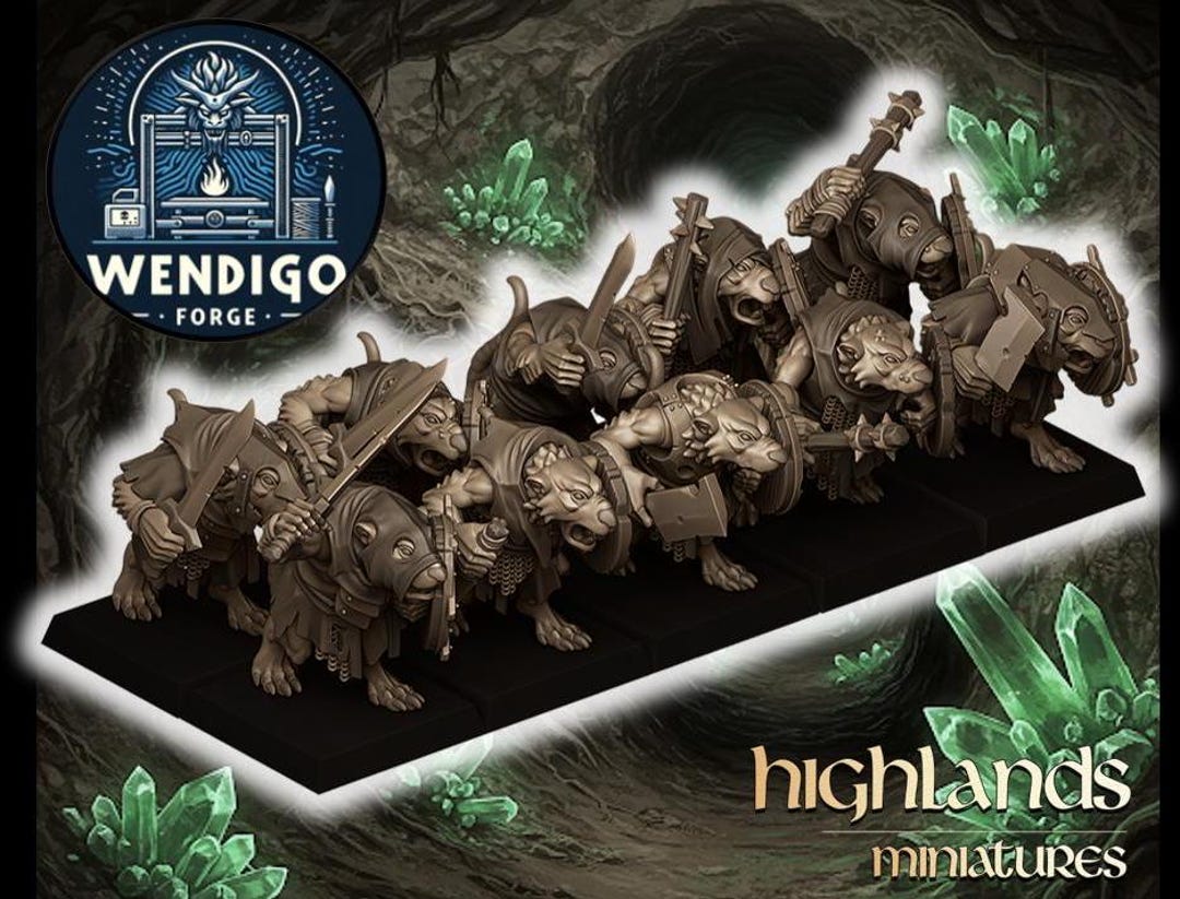 Sewer Clan Rats With Hand Weapons and Shields Highland Miniatures WFB ...