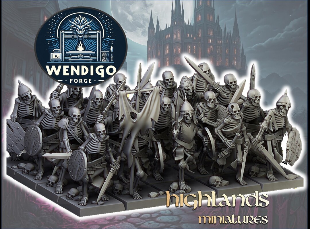 20 Squelettes Khemri Peints Sur Commande – Guerriers Armes De Base – 20/25mm – Pro Painted