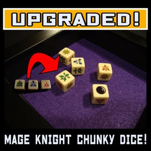 MAGE KNIGHT board game chunky upgraded dice - with new, elemental thematic art. These dice look and FEEL so much better than the originals!