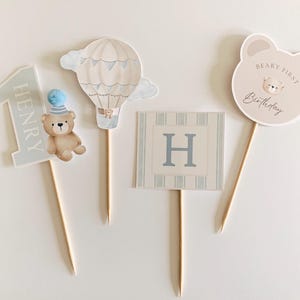 Beary First Birthday Cupcake Toppers, Beary 1st Birthday Party, 1st Birthday Boy, Teddy Bear Cupcake Toppers, Teddy Bear Baby Shower