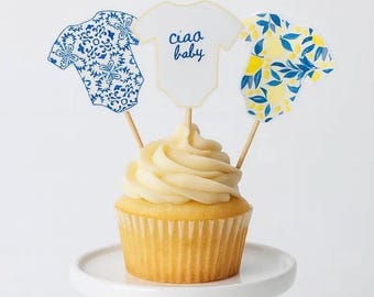 Amalfi Coast Cupcake Toppers, Ciao Baby Baby Shower, Italian Lemon Baby Shower Decorations, Mediterranean Baby Shower