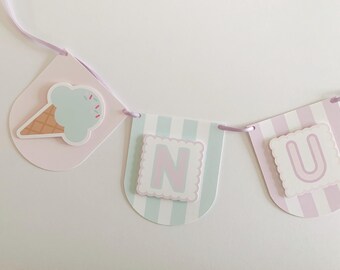 Ice Cream Party Garland, Personalized Ice Cream Birthday Banner, Ice Cream Party, Summer Party Decor