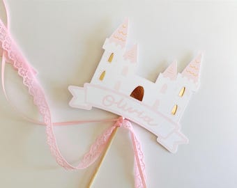 Princess Castle Cake Topper, Custom Princess Birthday Cake Topper, 1st Birthday Princess Party, Princess Birthday, Castle Cake Topper
