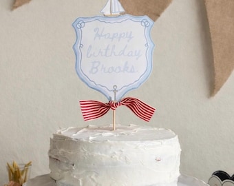 Nautical Sailboat Cake Topper, Nautical Birthday, All American Boy Party