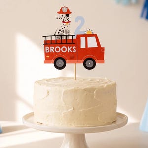 Firetruck Cake Topper, Fire Truck Birthday Cake Decor, Fireman Birthday