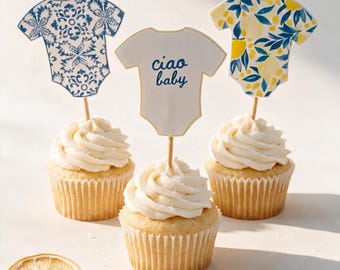 Amalfi Coast Cupcake Toppers, Ciao Baby Baby Shower, Italian Lemon Baby Shower Decorations, Mediterranean Baby Shower